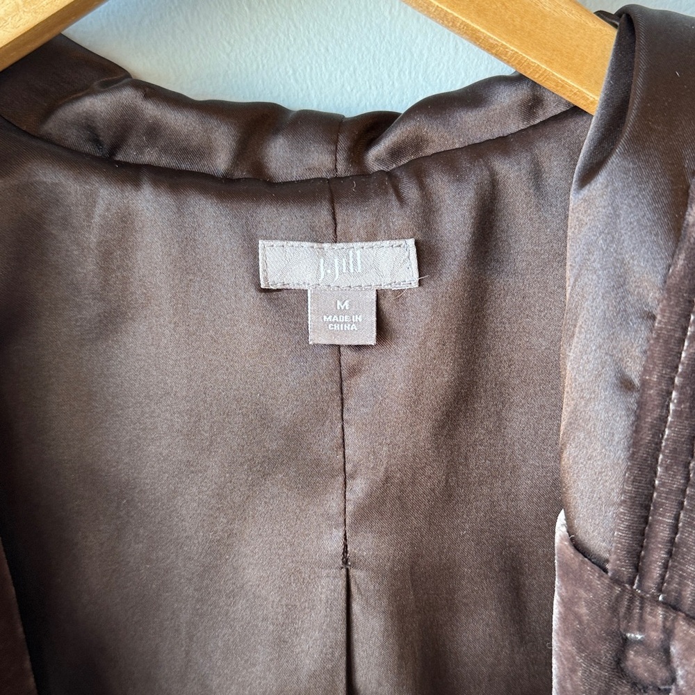 J. Jill Brown Velvet Silk Blend Snap Jacket - Picture 6 of 7